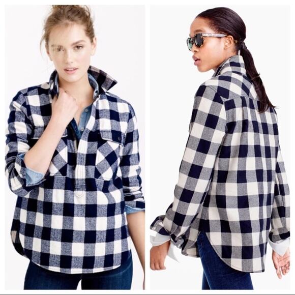 J. Crew Tops - J.Crew Buffalo Check Shirt Jacket Size M